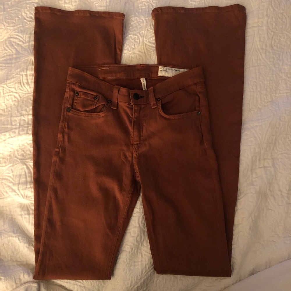 Rag and Bone Cognac/Rust Elephant Bell Jeans